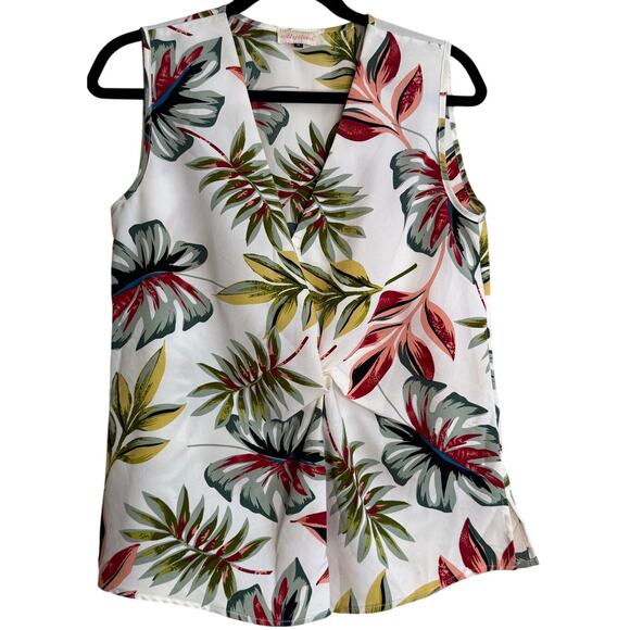 Alythea Blouse Top Women Medium Tropical Vacation Travel Hawaiian Sleeveless - Picture 1 of 9